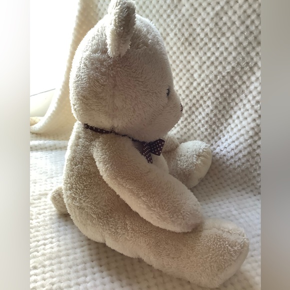 Carters Large 15 inch Sitting Plush Bear Stuffed Animal Toy Brown Polka Dot Bow - Picture 7 of 16